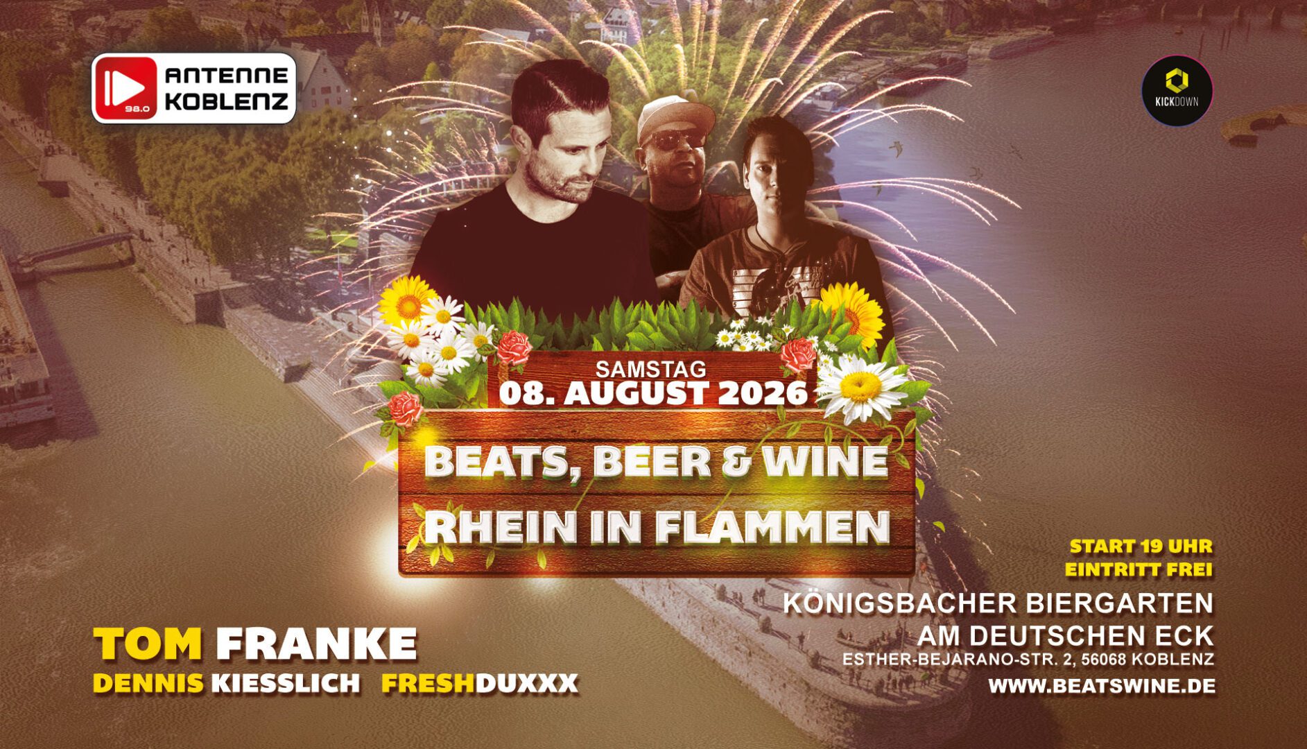 Beats Beer Wine am Deutschen Eck Rhein in Flammen Edition 2026 Timeline